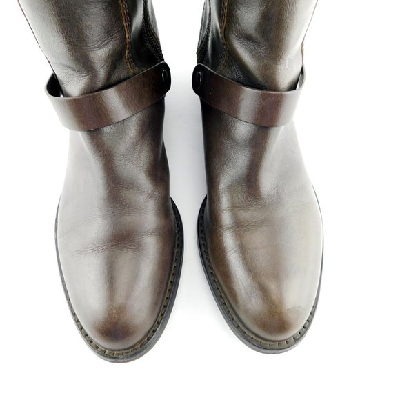 VIA SPIGA Brown Leather Riding Style Block Heel Tall Boots 8.5 - Picture 3 of 10